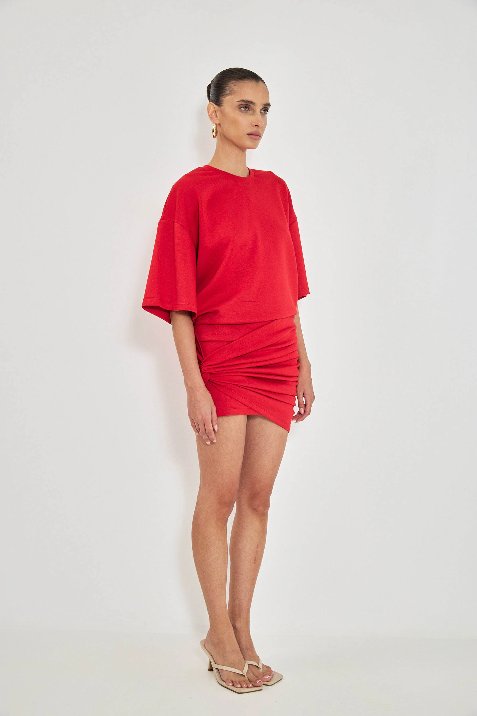 NINA SHORT DRESS - RED - Image 3
